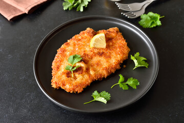 Chicken schnitzel on plate