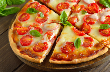 Sliced pizza Margherita
