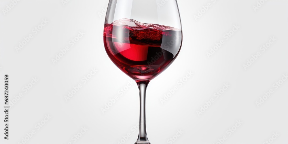 Poster glass of red wine with ice cubes in it isolated on white background generative ai