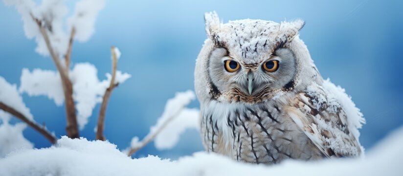 Wild Ezo owls and other animals in Eastern Hokkaido Hokkaido Copy space image Place for adding text or design