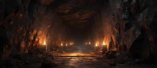 Tunnel with a track Copy space image Place for adding text or design