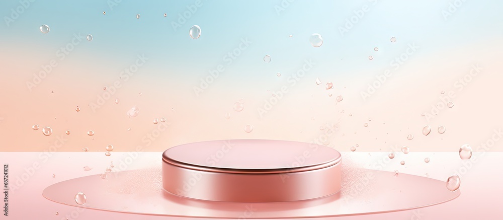 Poster water drops on pastel background create a natural beauty podium for product display copy space image