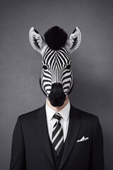 a zebra wearing a suit and tie