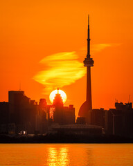 Sunset and Sunrise cityscape Toronto Canada architecture