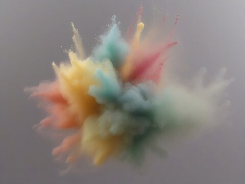 Pastel Powder Burst on Gray Background