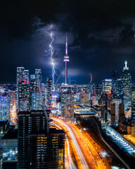 Cityscape Toronto lightning strike architecture skyscraper and highway