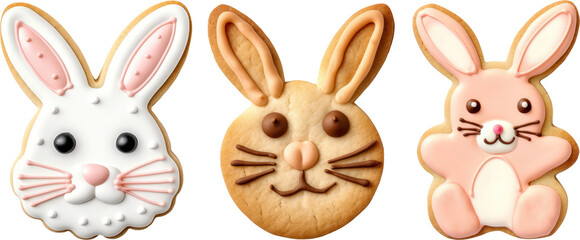 Easter bunny cookie transparent background PNG clipart - obrazy, fototapety, plakaty