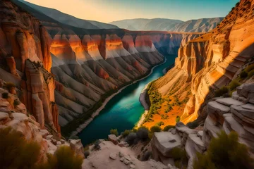 Tuinposter Colorful canyon landscape at sunset. nature scenery in the canyon. amazing nature background. © usman