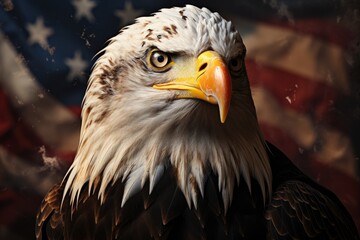 American bald eagle on flag