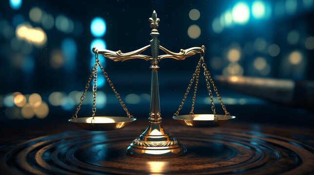 An extreme close-up image depicting the symbolic scales of justice, illustrating the concept of legal law