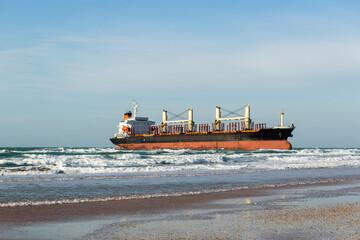 Bulk carrier ran aground during a storm