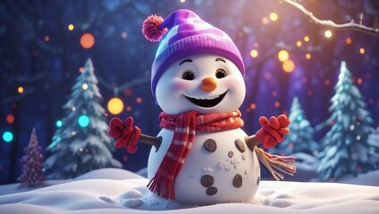 Fototapeta premium cute smile snowman