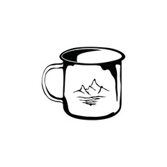 Tasse, Hiking, Camping - Symbol. Vector