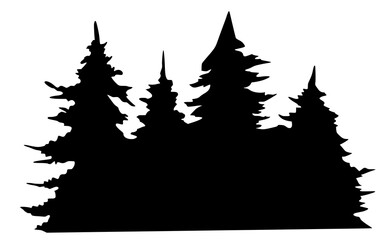 Wald, Silhouette, Camping - Symbol. Vector