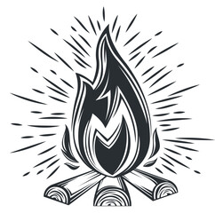Lagerfeuer, Hiking, Camping - Symbol. Vector - obrazy, fototapety, plakaty