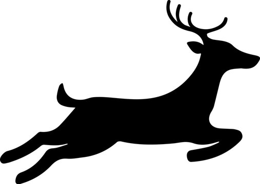 Flying rendeer silhouette icon. Clipart image isolated on white background