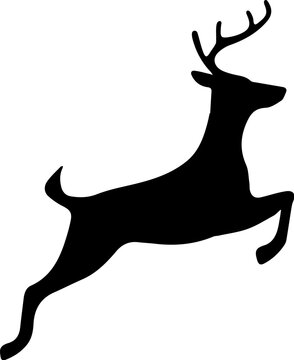 Jumping rendeer silhouette icon. Clipart image isolated on white background