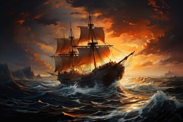 Obraz premium Ship in the sea