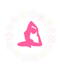 Fototapeta na wymiar International Yoga Day. 21 June yoga day banner or poster with woman in lotus pose Woman doing yoga to calm her mind from the stress of work or life Practicing yoga is one of the most popular activiti