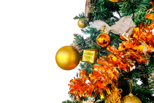 Close up of christmas tree with decorations, copy space area