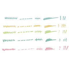 カラフルな蛍光ペンのストロークのイラスト素材　ベクター