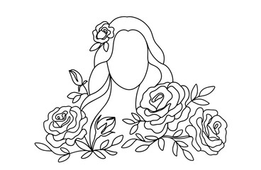 Woman. Roses. Beauty. One line
