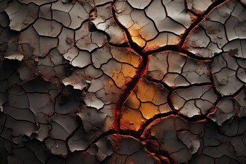 Cracked surface of a dirt road - obrazy, fototapety, plakaty