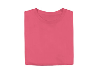 Isolated coral silk pink colour blank fashion folded tee front mockup template