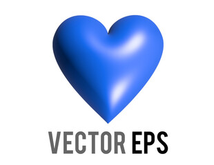 The isolated vector classic love blue glossy heart 3D icon, used by brands as a neutral heart color