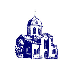 sketch of a church with a transparent background