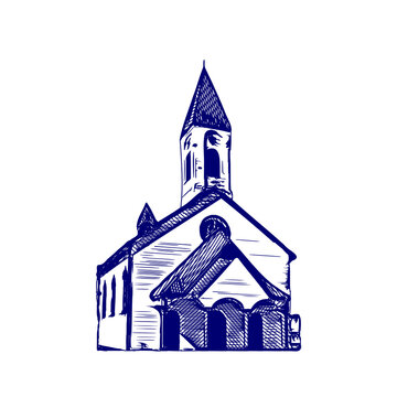 recommend clip art: sketch of a church with a transparent background