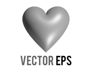 The isolated classic love grey glossy heart 3D icon