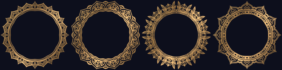 antique frame isolated on luxury art, floral art circle elements.