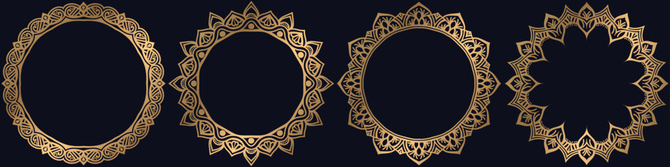 luxury mandala circle design, pattern circle border design set.