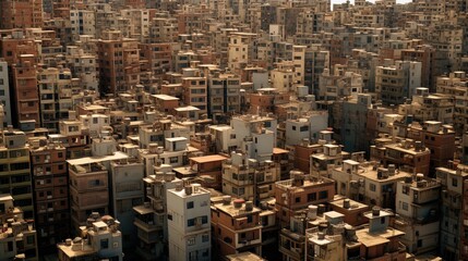 populated megacities with old houses