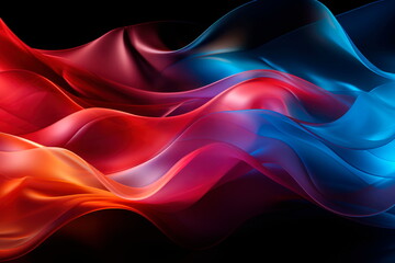 An artistic portrayal of overlapping transparent multicolored waves, evoking a sense of flowing aesthetic calm and serenity in a mesmerizing display of abstract beauty.