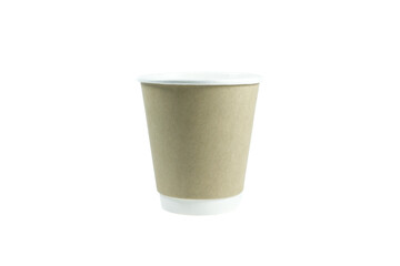 Paper cup plant fiber cup on white isolated