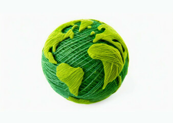 green planet earth on white background. globe model  ,ai generated