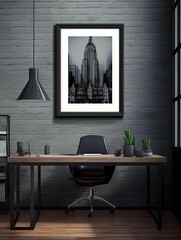 Detailed Blueprints of Famous Landmarks: Architectural Wall Art in Matte Black Frame - Perfect for Study or Home Office