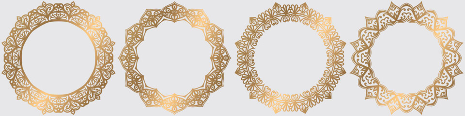 golden coloring round frame design, luxury mandala circle.