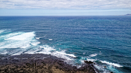 Aerial view of Popcorn Beach - Spain, Canary Islands, Fuerteventura