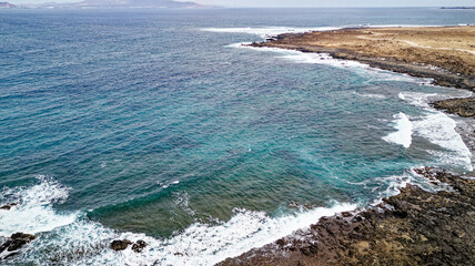 Aerial view of Popcorn Beach - Spain, Canary Islands, Fuerteventura