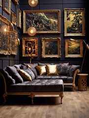 Baroque-Inspired Wall Art: Lush and Intricate Gold Frames Showcasing a Provocative Fusion of Old and New