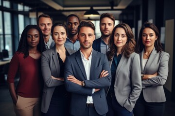 Obraz premium A group of business people posing for a picture. Perfect for corporate websites and promotional materials