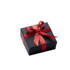 Obraz premium black gift box red bow