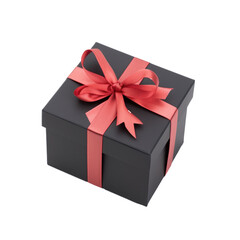 Obraz premium black gift box red bow