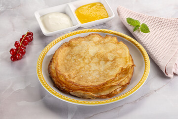 Sweet homemade thick baked pancakes