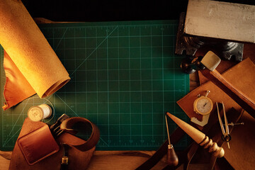 In the rustic studio, a leather mat holds handmade tools as a camera captures the wild and fluid...