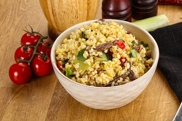 Bulgur with lamb and vegetables