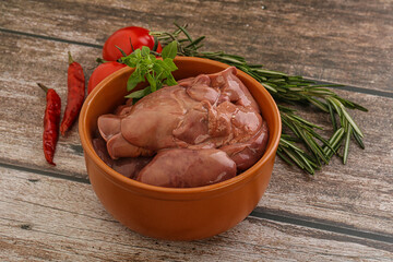 Raw chicken liver in the bowl